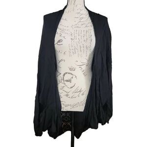 Merona Women's One Size Black Crochet Boho Cardigan Wrap